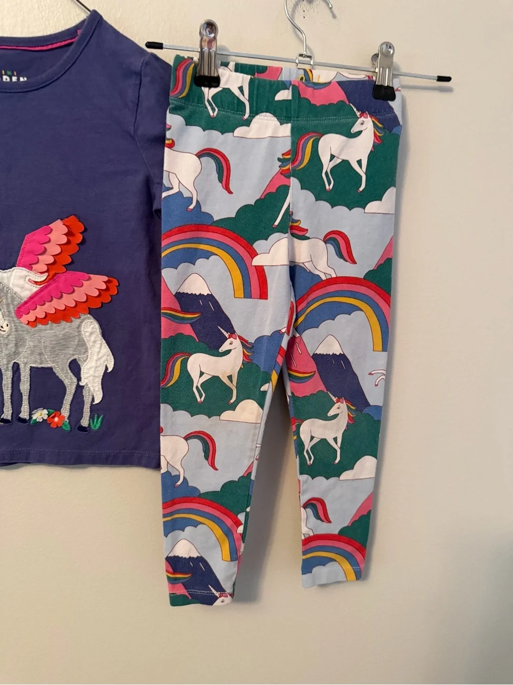 Mini Boden Navy Unicorn shirt with Matching Leggings